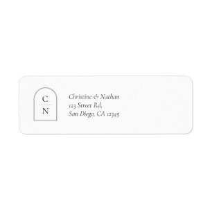 Étiquette Adresse de retour de l'arc Monogramme moderne