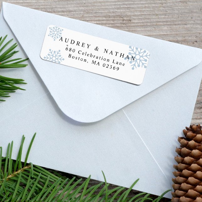 Étiquette Adresse de retour de l'enneigement de vacances (Holiday Snowflake Return Address Label)