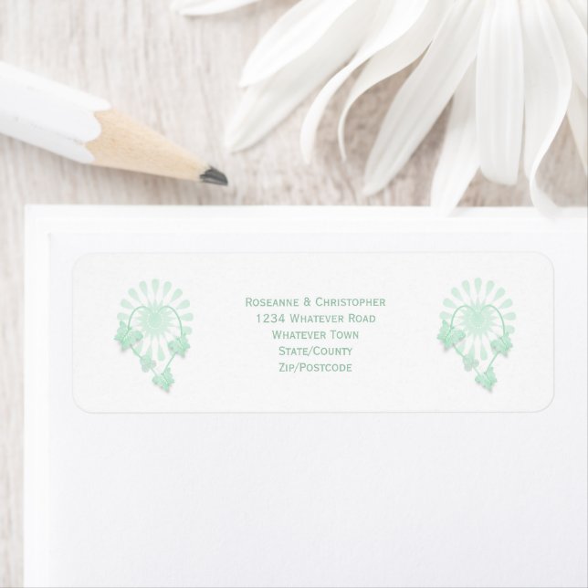 Étiquette Adresse de retour de l'enveloppe mariage Papillons (En situation)