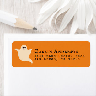 Étiquette Adresse de retour de l'Halloween Ghost Orange