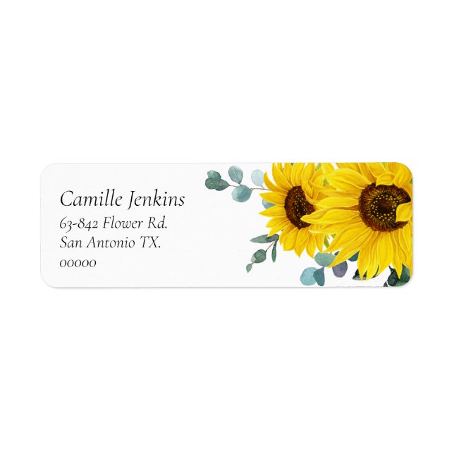 Étiquette Adresse de retour de l'invitation de tournesol (Devant)
