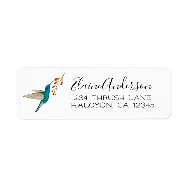 Étiquette Adresse de retour de l'oiseau de colibris (Devant)