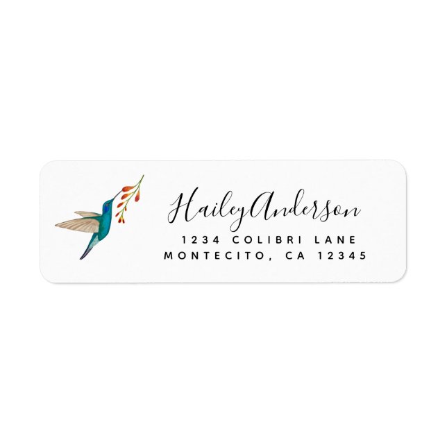 Étiquette Adresse de retour de l'oiseau de colibris (Devant)