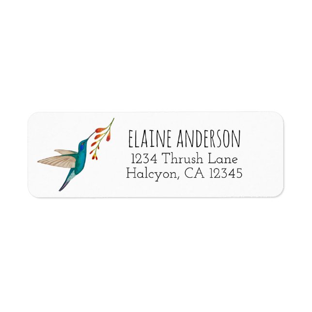 Étiquette Adresse de retour de l'oiseau de colibris (Devant)