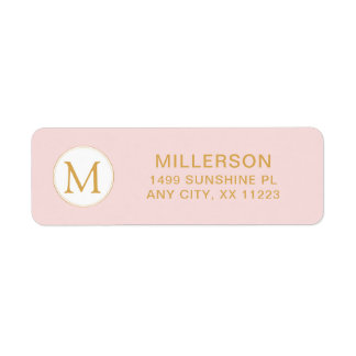 Étiquette Adresse de retour de l'or rose vif Monogram