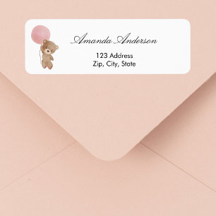 Étiquette adresse de retour de l'ours en peluche baby shower