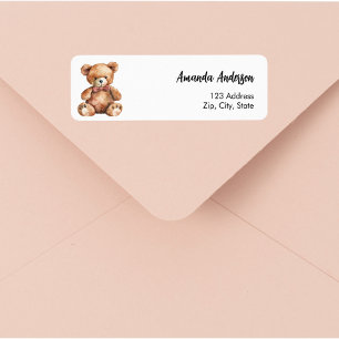 Étiquette adresse de retour de l'ours en peluche baby shower
