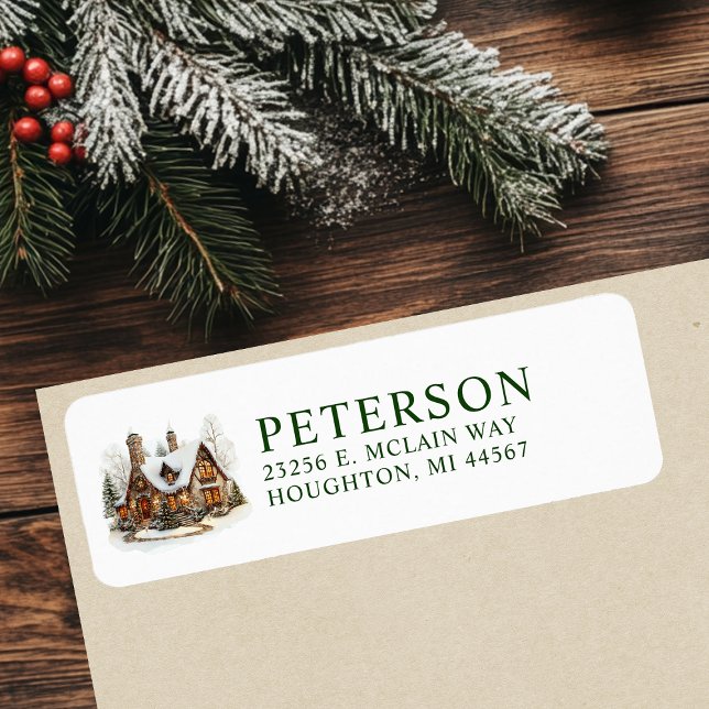 Étiquette Adresse de retour de maison de Noël festive (Créateur téléchargé)