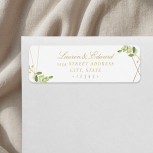 Étiquette Adresse de retour de mariage à la végétation géomé