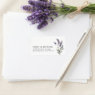 Étiquette Adresse de retour de mariage au lavande violet