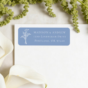 Étiquette Adresse de retour de mariage au lys calla bleu cla