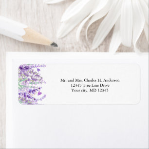 Étiquette Adresse de retour de mariage botanique florale lav