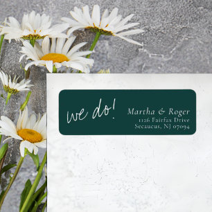 Étiquette Adresse de Retour de Mariage Calligraphiée Vert Ch