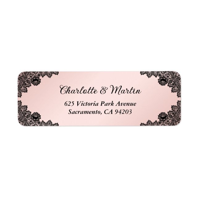 Étiquette Adresse de retour de mariage en dentelle florale n (Devant)