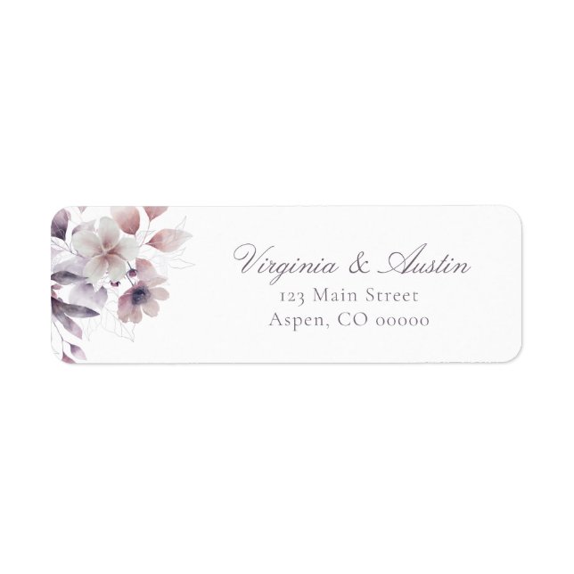 Étiquette Adresse de retour de mariage floral (Devant)
