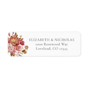 Étiquette Adresse de Retour de Mariage Floral Aquarelle Élég