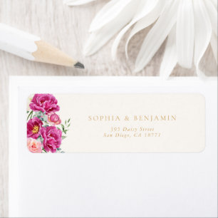 Étiquette Adresse de retour de mariage floral rose vibrant é