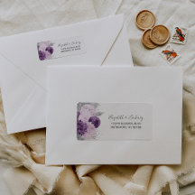 Adresse de retour de mariage Floral Violet Argent