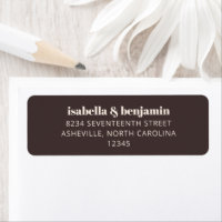 Adresse de retour de mariage moderne marron simple