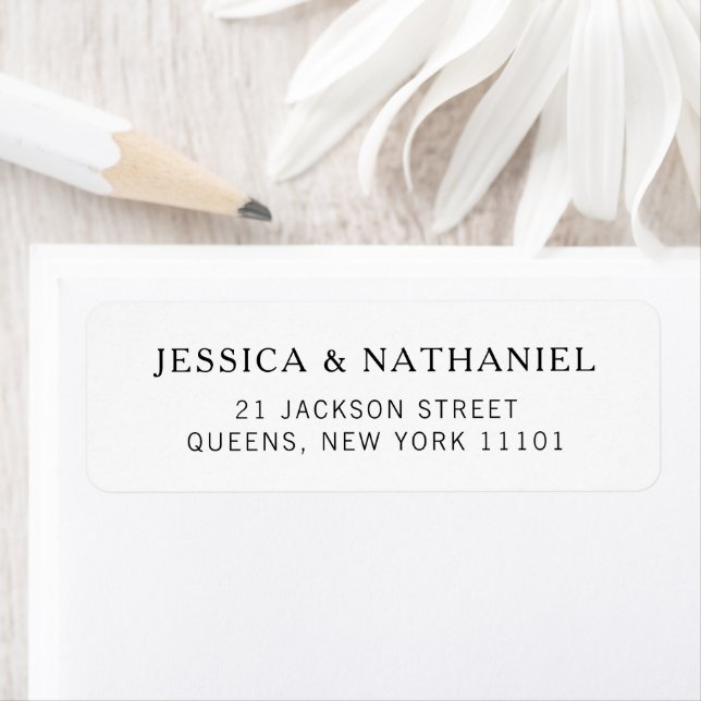 Étiquette Adresse de retour de mariage noir et blanc moderne (En situation)