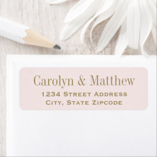 Étiquette Adresse de retour de mariage rose pâle vintage