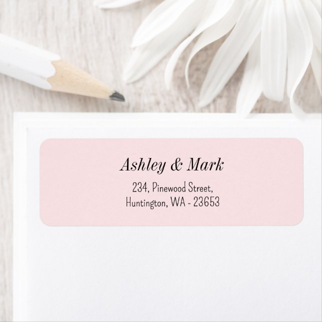 Étiquette Adresse de retour de mariage rose tendre (En situation)