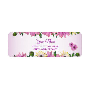 Étiquette Adresse de retour de mariage rustique florale rose