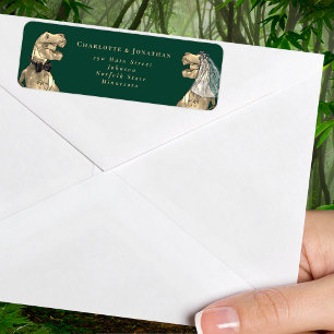 Étiquette Adresse de Retour de Mariage sur le Thème des Dino