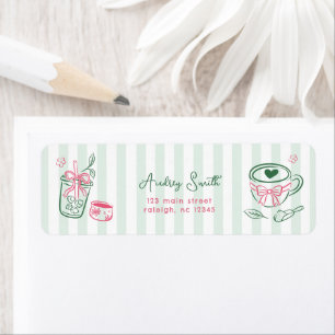 Étiquette Adresse de Retour de Mariage Thème Matcha Parfaite