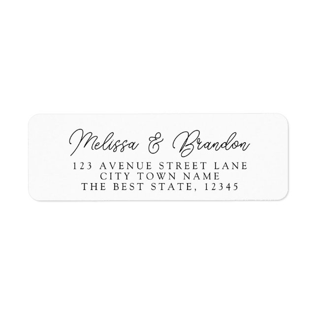 Étiquette Adresse de retour de mariée et mariée noire et bla (Devant)