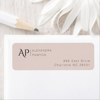 Étiquette Adresse de retour de Monogramme personnalisé rose 