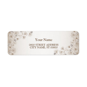 Étiquette Adresse de retour de motif de cœur floral bronzage