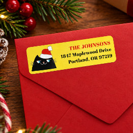 Étiquette Adresse de Retour de Noël de Chat Noir Drôle
