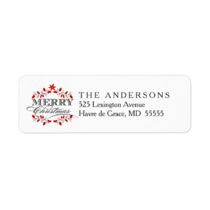 Étiquette Adresse de retour de Noël de guirlande élégante