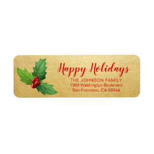 Étiquette Adresse de retour de Noël de vacances heureuses
