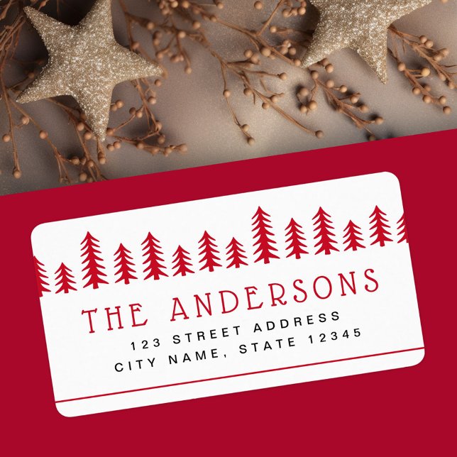 Étiquette Adresse de retour de Noël mignonne minimale (Minimal cute Christmas tree holiday return address Label)