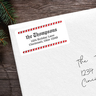 Étiquette Adresse de retour de Noël Rouge et blanc