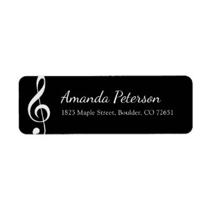 Étiquette adresse de retour de noir de notation musicale de