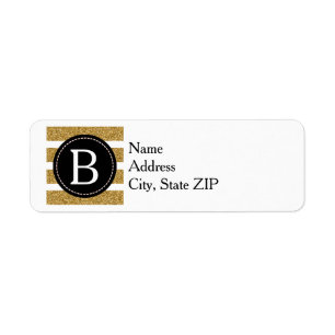 Étiquette Adresse de retour de Parties scintillant Black & G