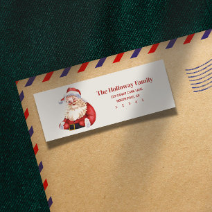 Étiquette Adresse de retour de Père Noël rouge classique tir