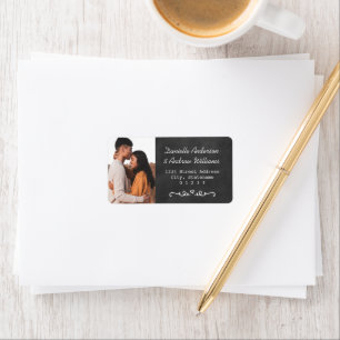 Étiquette Adresse de retour de photo de mariage sur tableau