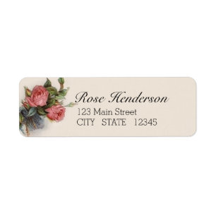 Étiquette Adresse de retour de rose cramoisi victorien