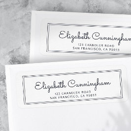 Étiquette Adresse de retour de script Cursive moderne et sim