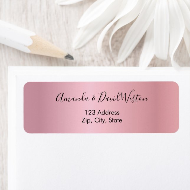 Étiquette Adresse de retour de script minimaliste rose (En situation)