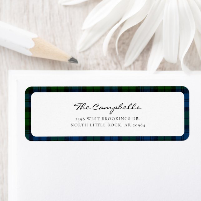 Étiquette Adresse de retour de Tartan Militaire de Campbell (En situation)
