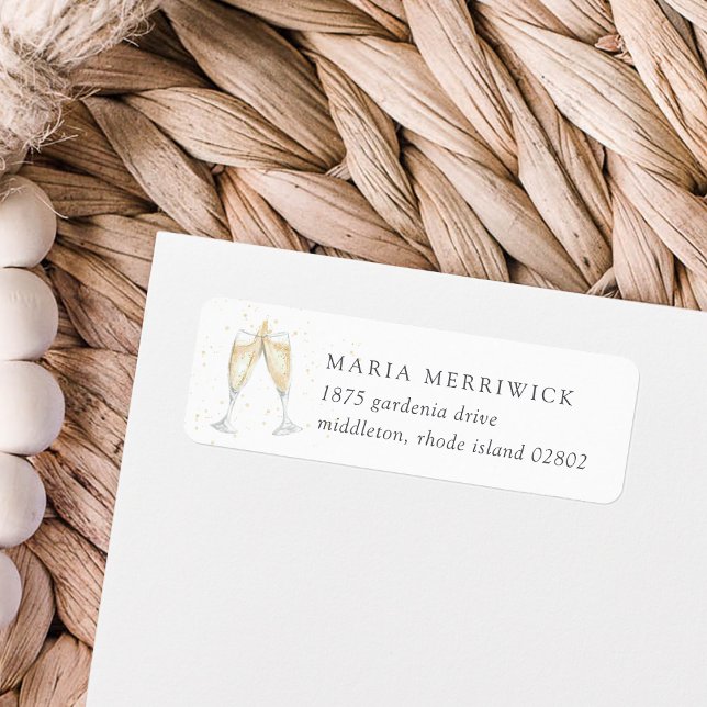 Étiquette Adresse de retour de toast au champagne (Add a bubbly pop to your invitations with these matching Champagne Toast return address labels.)