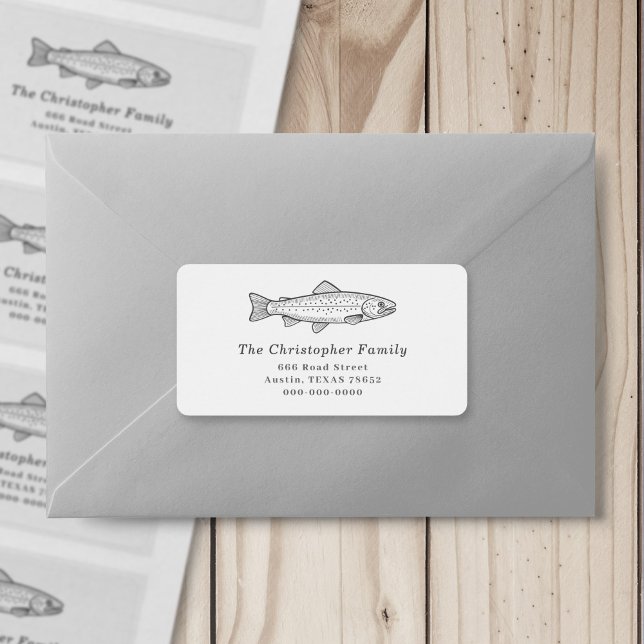 Étiquette Adresse de retour de truite (Trout Return Address Label Sticker)