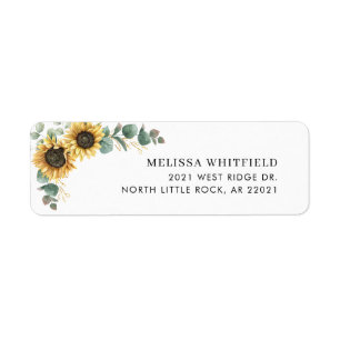 Étiquette Adresse de retour de verdure de tournesol floral