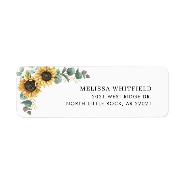Étiquette Adresse de retour de verdure de tournesol floral (Devant)