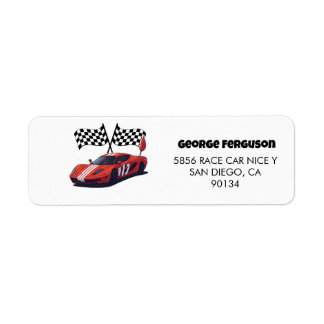 Étiquette Adresse de retour de voiture Red Race